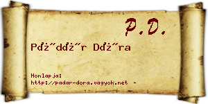 Pádár Dóra névjegykártya